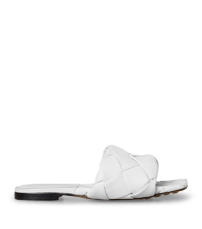 Shop Bottega Veneta Quilted Leather Lido Flat Sandals In White