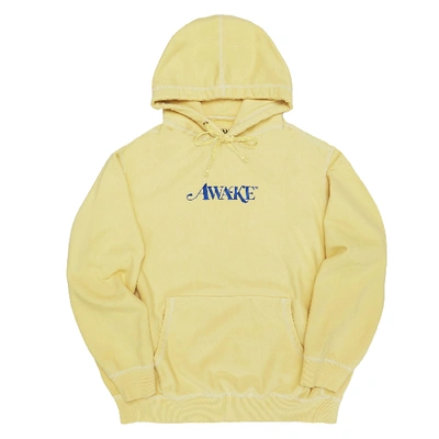 Pre-owned Awake  Embroidered Logo Hoodie Light Yellow