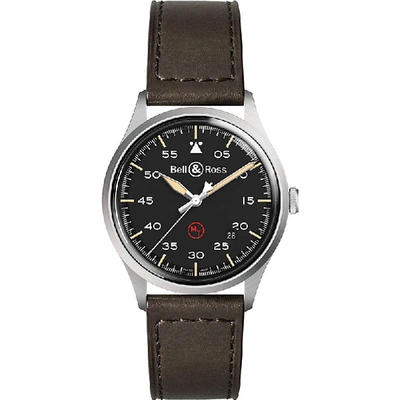 Shop Bell & Ross Brv192milstsca Replica Steel And Leather Strap Watch