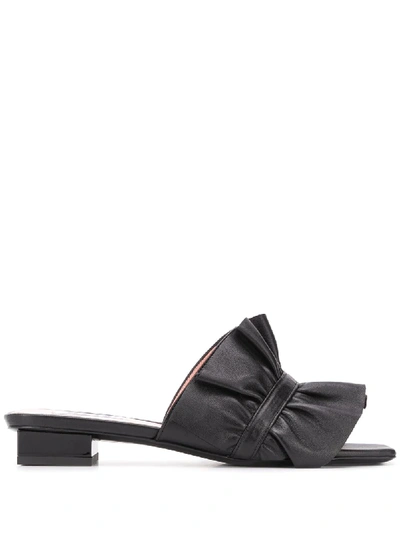 Shop Msgm Ruffled-detail 30mm Mules In Black