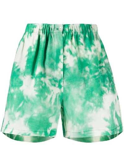 Shop Alanui Tie-dye Print Shorts In Green