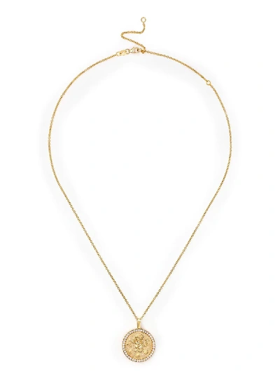 Shop Anita Ko 18kt Yellow Gold Diamond Leo Pendant Necklace