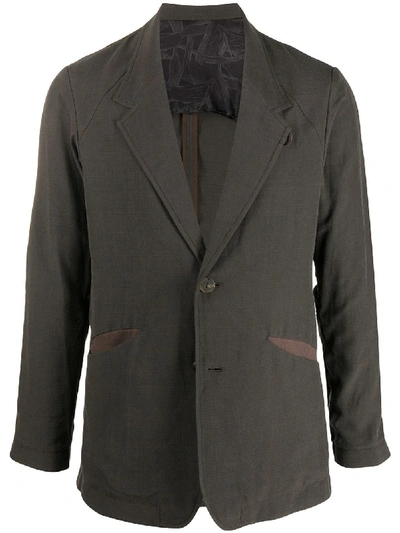 Shop Devoa Long-sleeved Blazer In Grey
