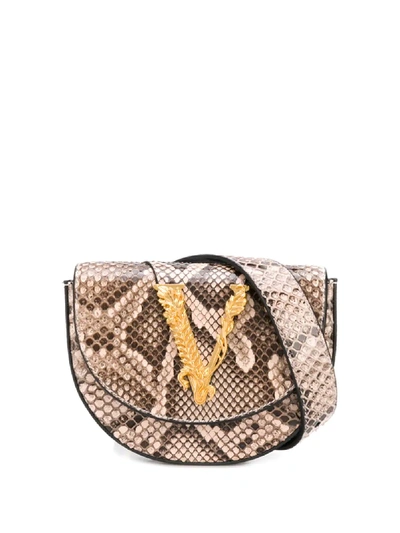 Shop Versace Virtus Python Belt Bag In Pink