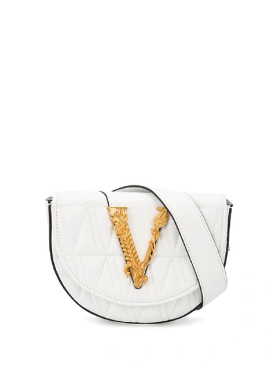 Shop Versace Virtus Quilted Belt Bag In White