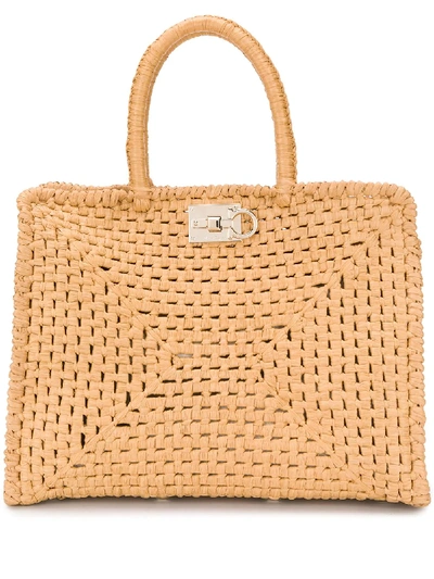 Shop Ferragamo Studio Bag In Neutrals