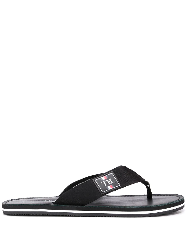 black tommy hilfiger flip flops