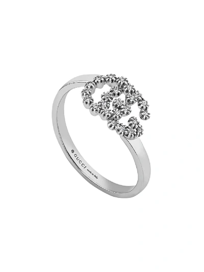 Shop Gucci Gg Running 18kt Diamond Ring In Silver