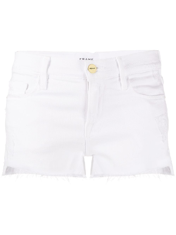 white cut off shorts