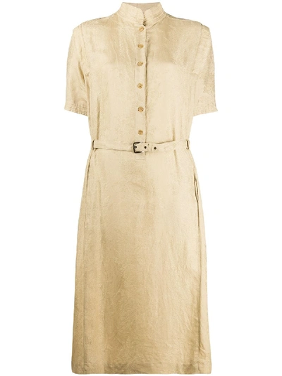 Pre-owned Dior 1980s  Belted Dress In Neutrals