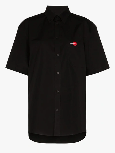 Shop Balenciaga Mastercard Oversized Logo Shirt In Black