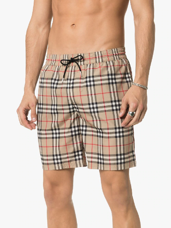 vintage check drawcord swim shorts