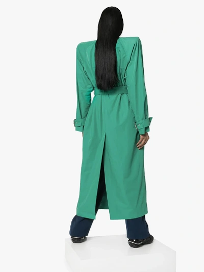 Shop Balenciaga Wrap Trench Coat - Women's - Cotton/polyamide/cupro In Green