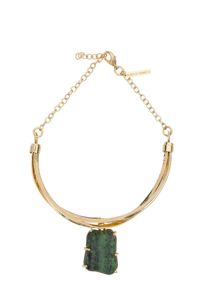 Shop Alberta Ferretti Green Stone Charm Necklace In Verde