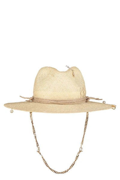 Shop Ruslan Baginskiy Straw Fedora Hat In Ecru