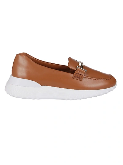 Shop Tod's Light Brown Leather Double T-bar Loafers