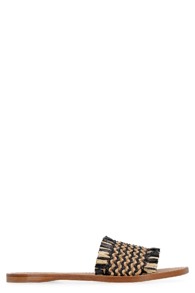 Shop Miu Miu Raffia Sandals In Multicolor