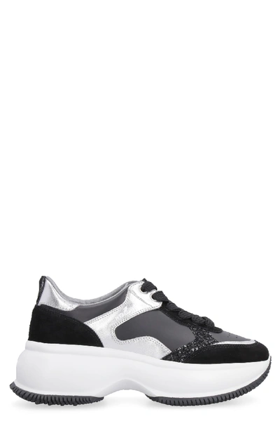 Shop Hogan Leather Chunky Sneakers In Black