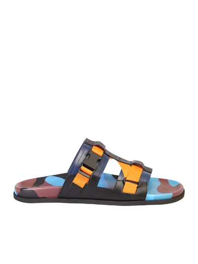 Shop Valentino Printed Sandals In Blue