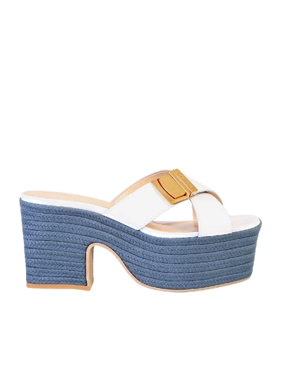 Shop Jacquemus Wedge Sandals In Blue