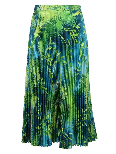 Shop Versace Green Pleated Skirt