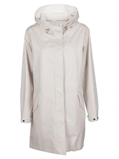 Shop Moorer Beige Hooded Coat In White