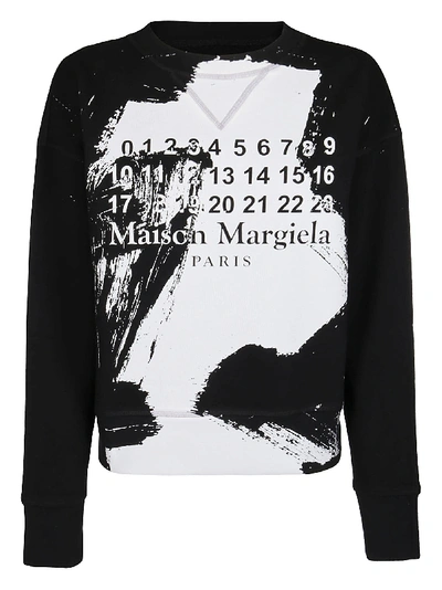 Shop Maison Margiela Black And White Cotton Sweatshirt In White Black