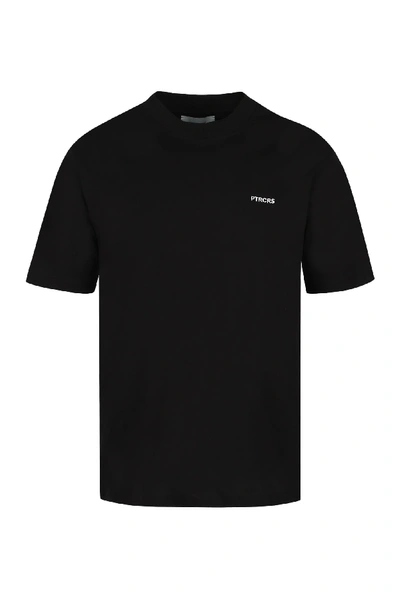 Shop Ptrcrs By Christian Petrini Crew-neck Cotton T-shirt In Black