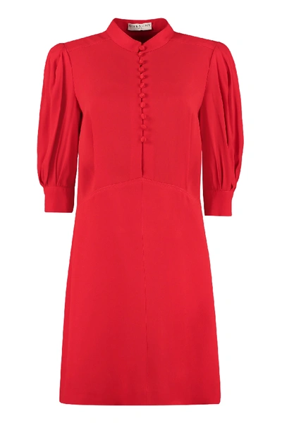 Shop Givenchy Mandarin Shirt Collar Dress In Red
