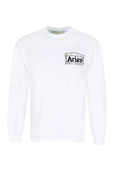 Shop Aries Printed Cotton T-shirt In White