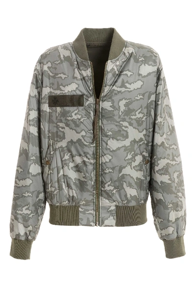 Shop Mr & Mrs Italy Windbreaker Reversible Camouflage Bomber In Slate Green Camouflage/olive