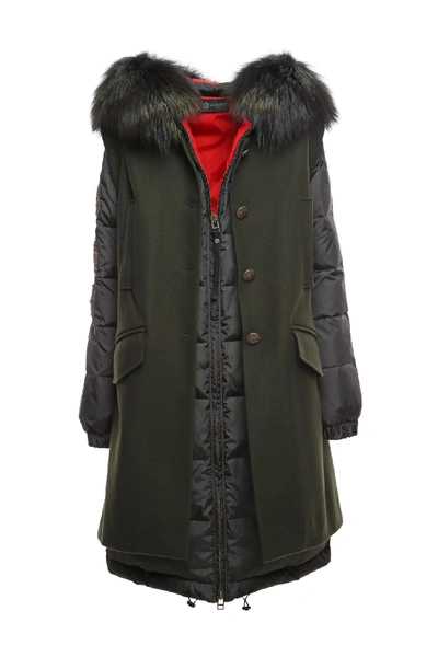 Mr & Mrs Italy Bicolor Double Coat In London Green/grey / Black