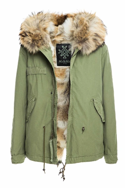 Shop Mr & Mrs Italy Army Mini Parka With Coyote Fur In Natural