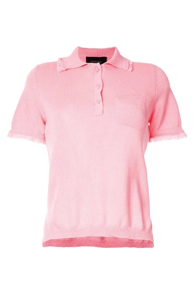 Shop Mr & Mrs Italy Leisure Silky Cotton Polo Sweater In Rose