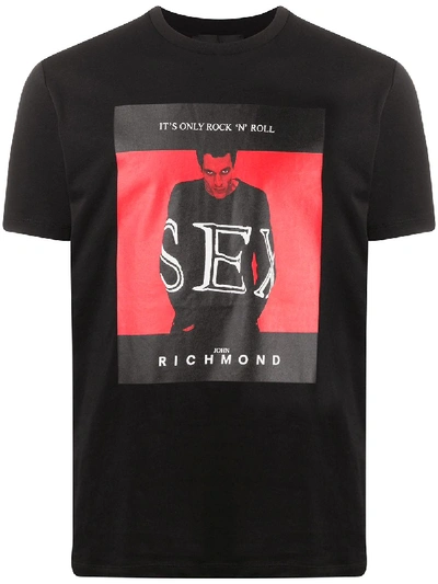 John Richmond It's Only Rock N' Roll Print T-shirt In Black | ModeSens
