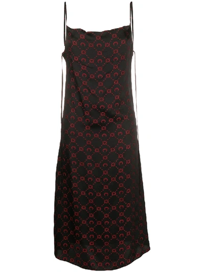 Shop Marine Serre Embroidered Pattern Mid-length Dress In Black