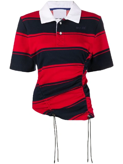 Shop Koché Striped Short Sleeve Polo Shirt In Blue