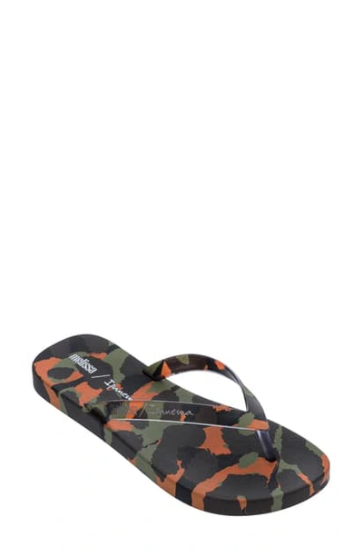 Shop Melissa X Ipanema Flip Flop In Green Black