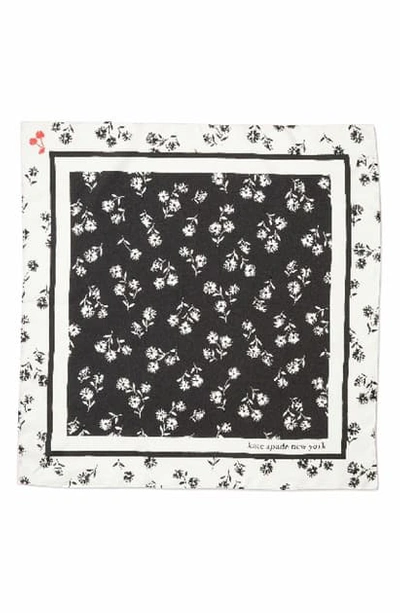 Shop Kate Spade Dandelion Floral Silk Bandana Scarf In Black