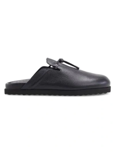 Shop Buscemi Pietro Leather Slippers In Black
