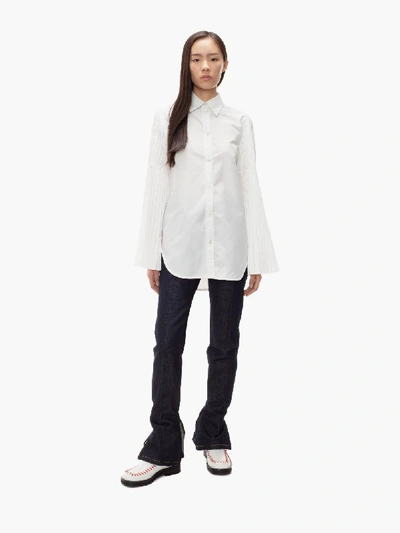 Shop Jw Anderson Pleated Sleeve Shirt In White