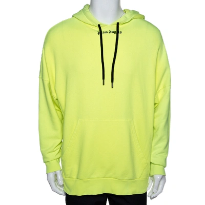 Pre-owned Palm Angels Fluorescent Yellow Logo Print Cotton Hoodie M