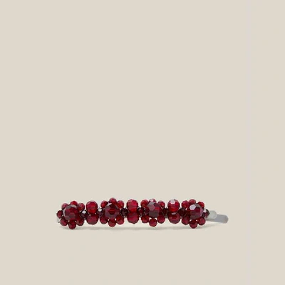 Pre-owned Simone Rocha Red Beaded Crystal Hair-slide One Size