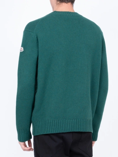 Shop Moncler Intarsia St. Moritz Knitted Sweater Green