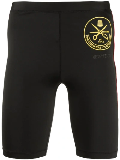 Shop Vetements Logo Cycling Shorts In Black