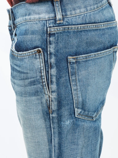 Shop Saint Laurent Midblue Skinny Distressed Jeans