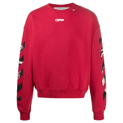 Pre-owned Off-white  Caravaggio Arrows Over Sweatshirt Red/multicolor