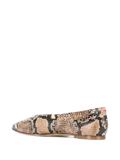 Shop Aeyde Snake Print Ballerina Shoes In Brown