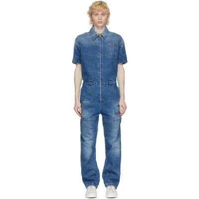 Shop Fendi Blue Denim Jumpsuit In F0qg0 Blue