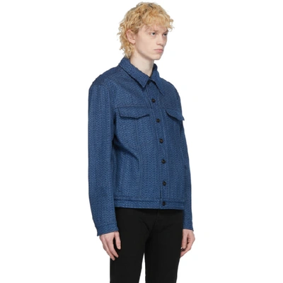 Shop Fendi Blue Denim Logo Jacket In F0qg0 Blue